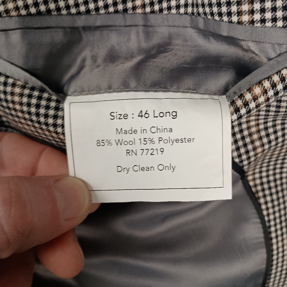 Joseph & Feiss Gold 46 Long Window Pane Check Mens Blazer - Picture 12 of 12